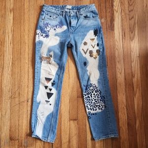 Maison Scotch hand painted boyfriend denim